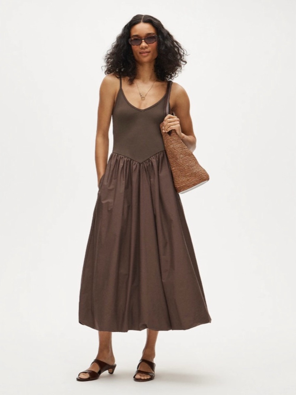NWT J. Crew Basque-waist Mixy Dress Smoky Wood Brown
